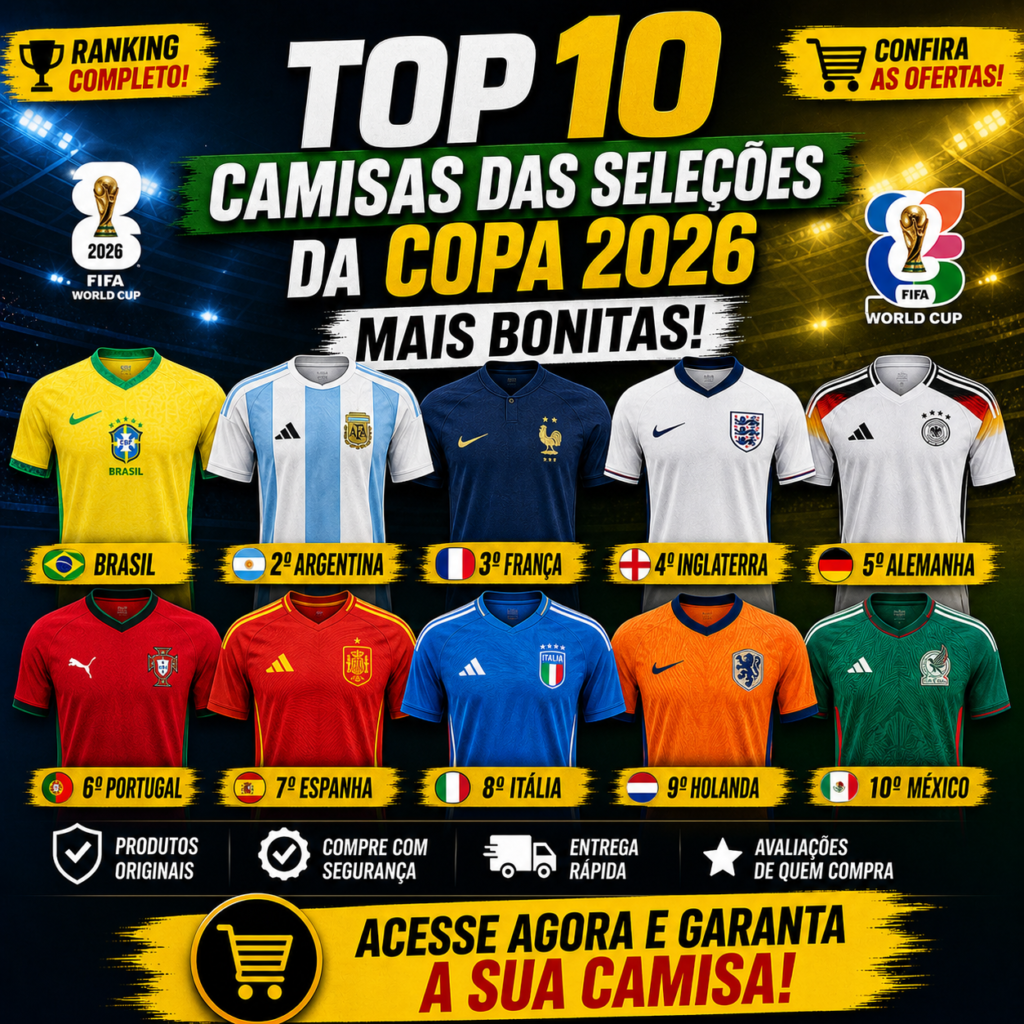 Top 10 Camisas das Seleções da Copa 2026