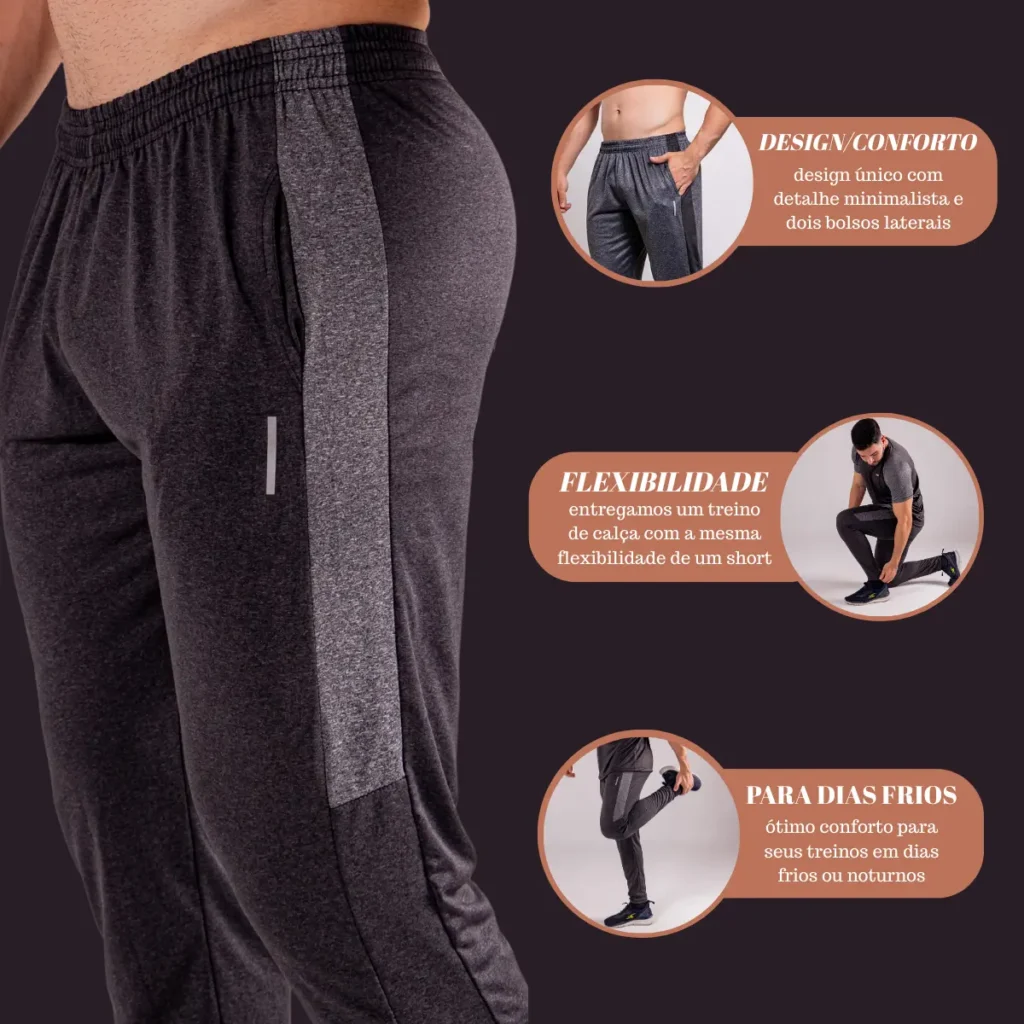 Kit 2 Calças Masculinas Jogger Tactel Com Elastano Academia